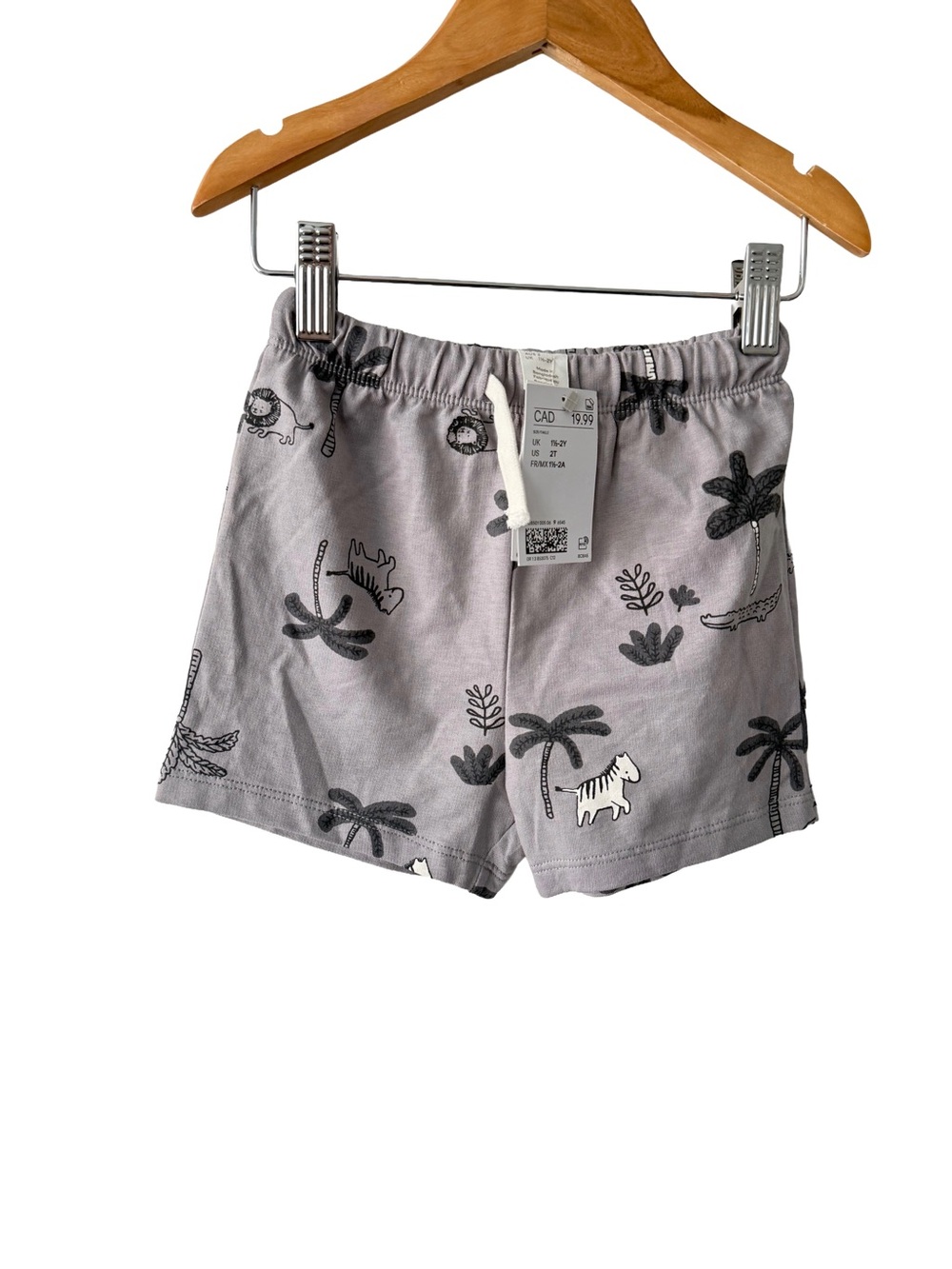 H&M Light Gray Animal & Palm Print Kids Shorts 2T